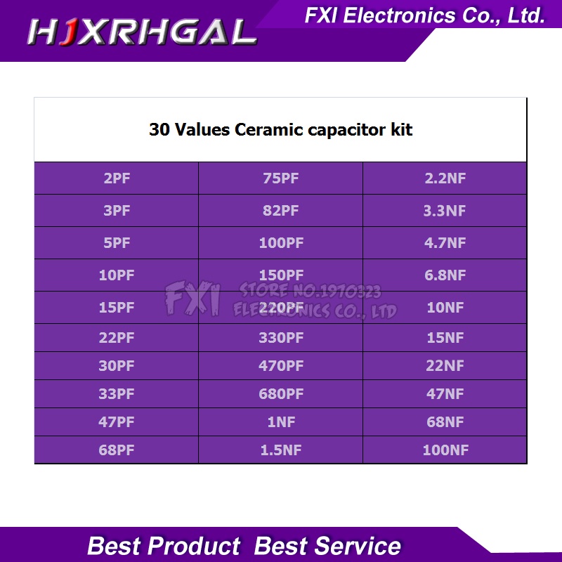 Set 300 Tụ Điện Gốm 30 Loại 2PF-0.1UF Chuyên Dụng