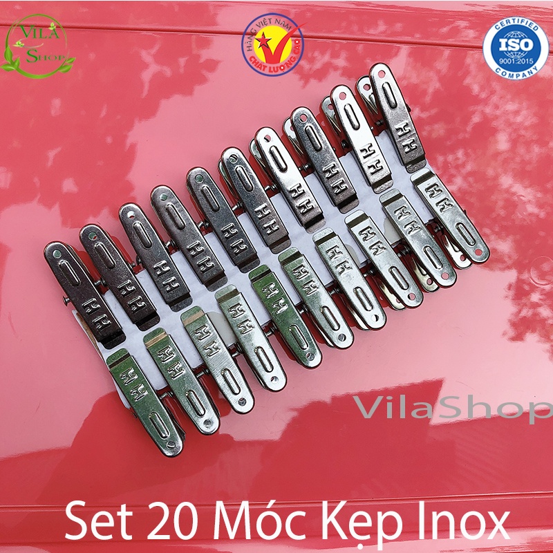 Combo 20 Kẹp Quần Áo Inox, Vỉ Kẹp Đồ Cho Bé Inox Cao Cấp Không Gỉ, Phơi Giữ Quần Áo, Tất, Khăn Đa Năng Tiện Lợi