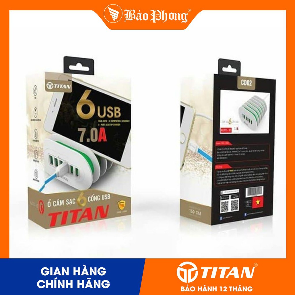 Ổ Cắm Đa Năng TITAN 6 Cổng USB CD02