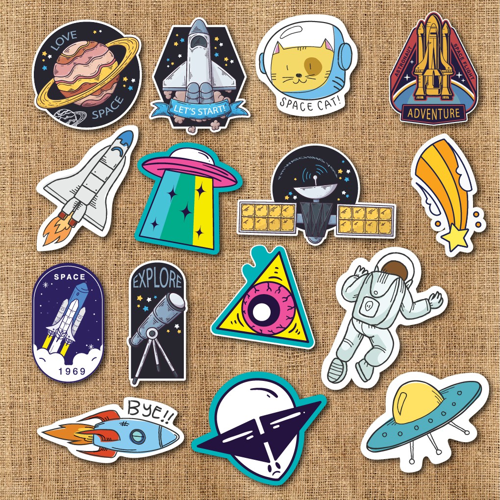 50 Sticker Galaxy chống nước sticker dán laptop, điện thoại, đàn guitar, mũ bảo hiểm, vali. MSP: G02