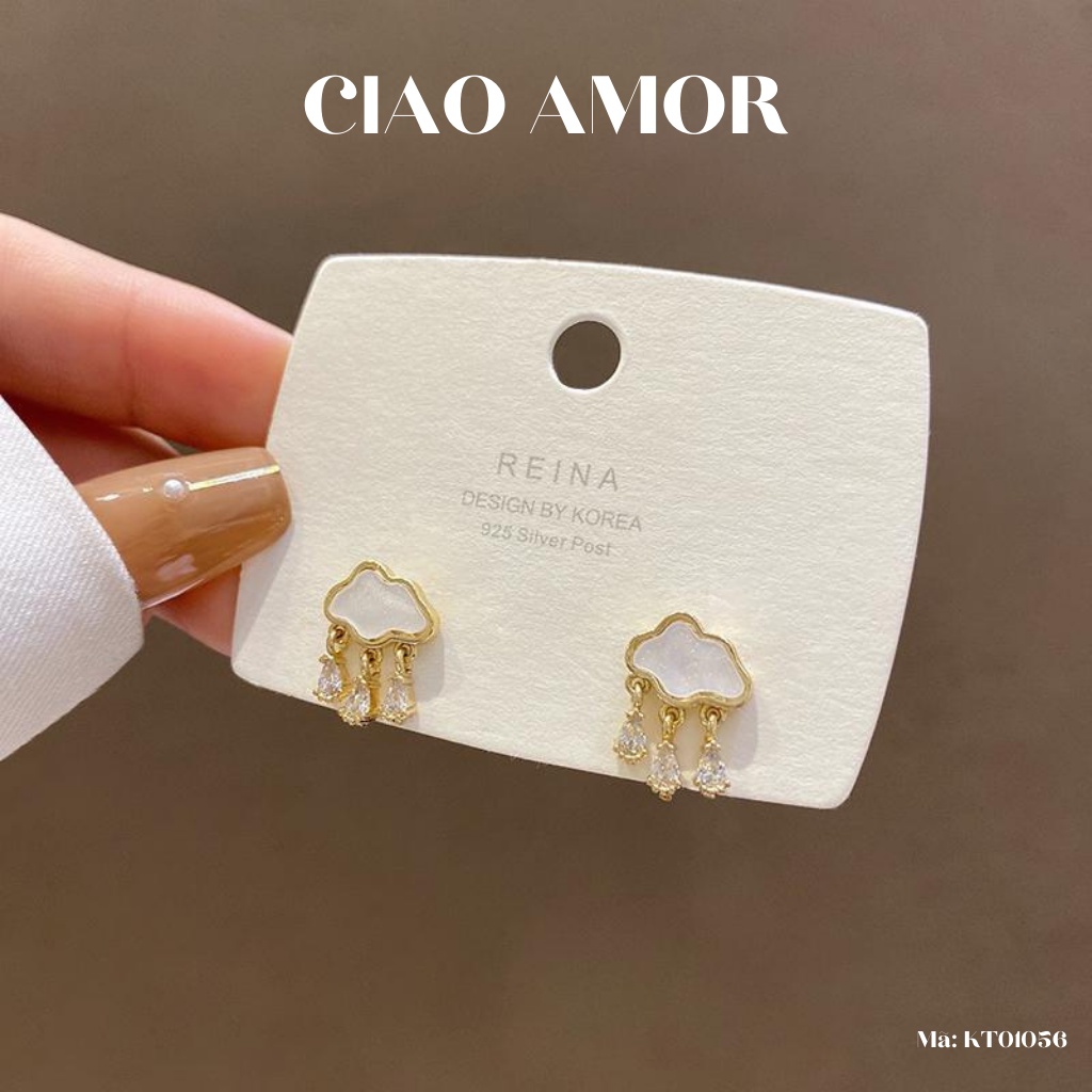 Khuyên tai nữ, Bông tai ngắn dễ thương đám mây mưa Trang sức Ciao Amor - KT0156