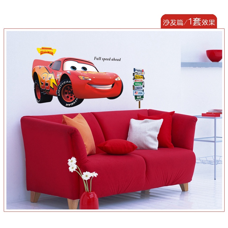 Decan dán tường đẹp, decan 3d hình ô tô dán phòng ngủ cho bé AY9006