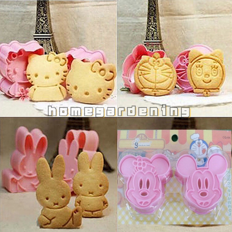 Set 2 Khuôn Làm Bánh Quy Bằng Nhựa Hình Động Vật Hoạt Hình 3D