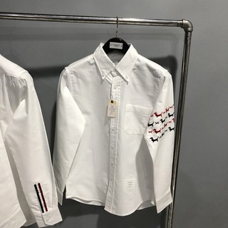(3 MÀU) SƠ MI THOM BROWNE TRẮNG HOẠ TIẾT