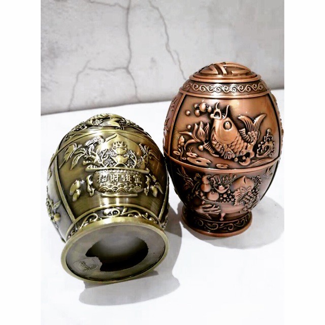 Lọ đựng tăm màu đồng phong cách hoàng gia châu âu có nắp đậy