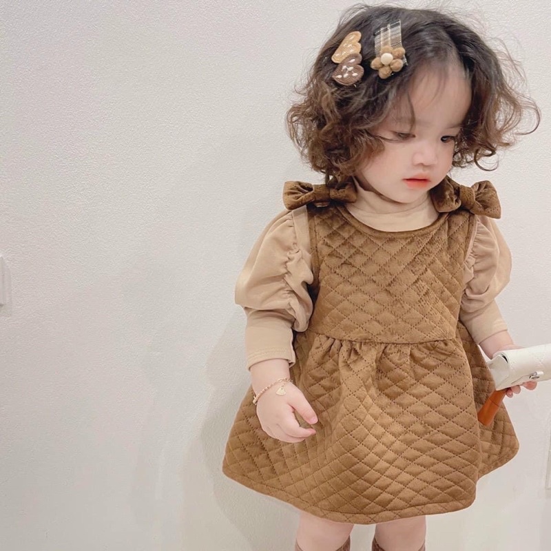 Set nhung trần kèm áo tay bồng