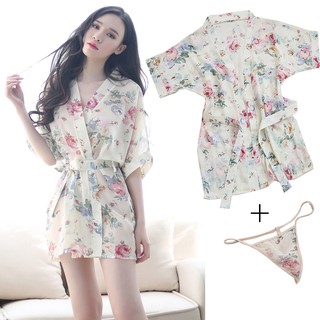 Áo Choàng Ngủ Nữ Vải Voan Mềm Mịn Mát +( Tặng Quần Chip Lọt Khe cùng màu áo ) - Váy Ngủ Nữ - Váy Ngủ Sexy- Váy Ngủ trong