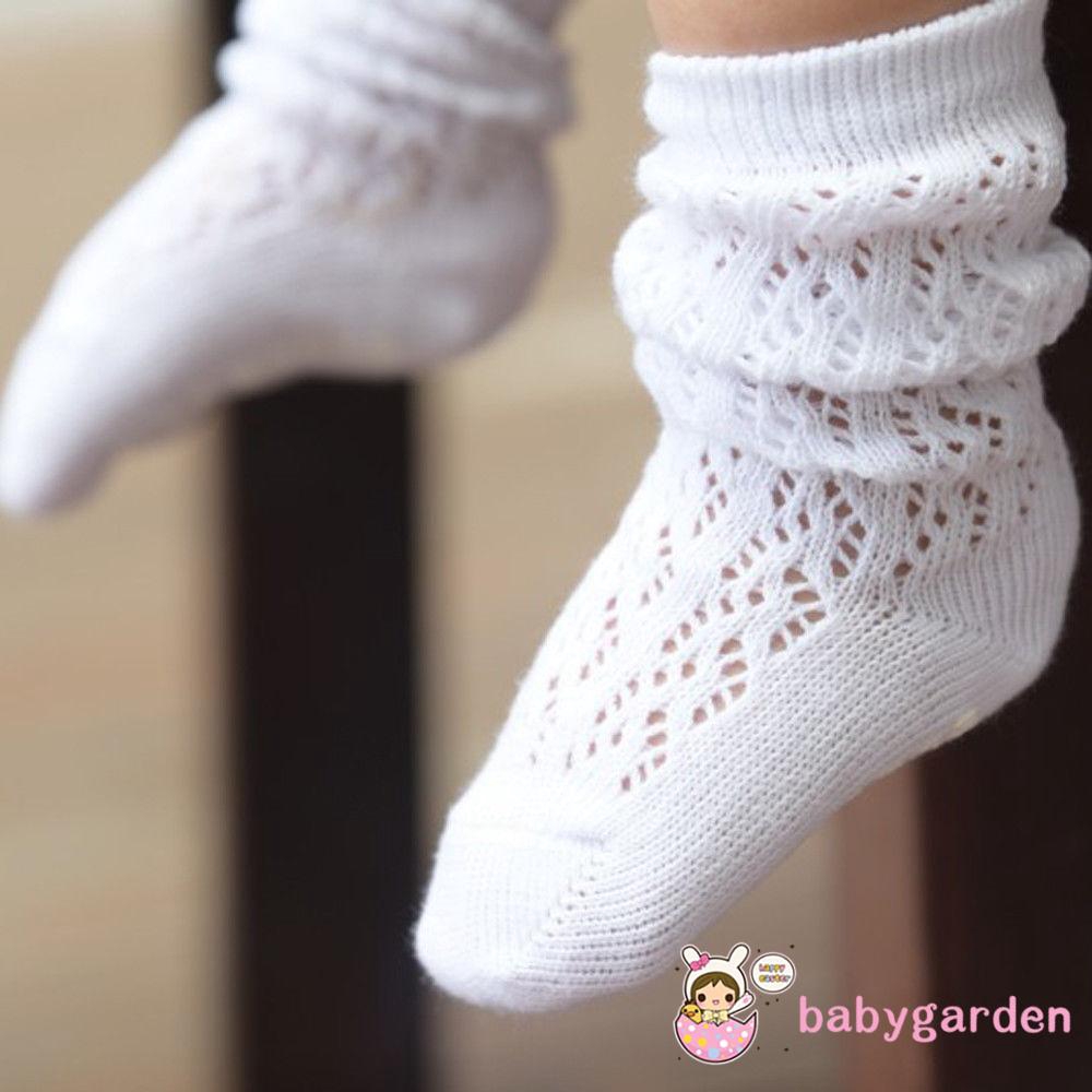 Vớ công chúa cotton phối ren dài ngang gối chống trượt cho bé gái 0-4 tuổi