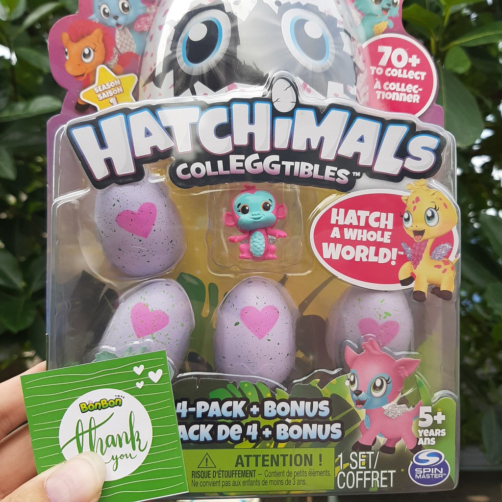 Vỉ trứng Hatchimals mùa/season 1 (trứng tím, 4 trứng + 1 thú)