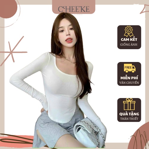 Áo Body Tay Dài Cổ Vuông Xẻ 2 Bên Nâng Ngực Cheeke House Mã 628