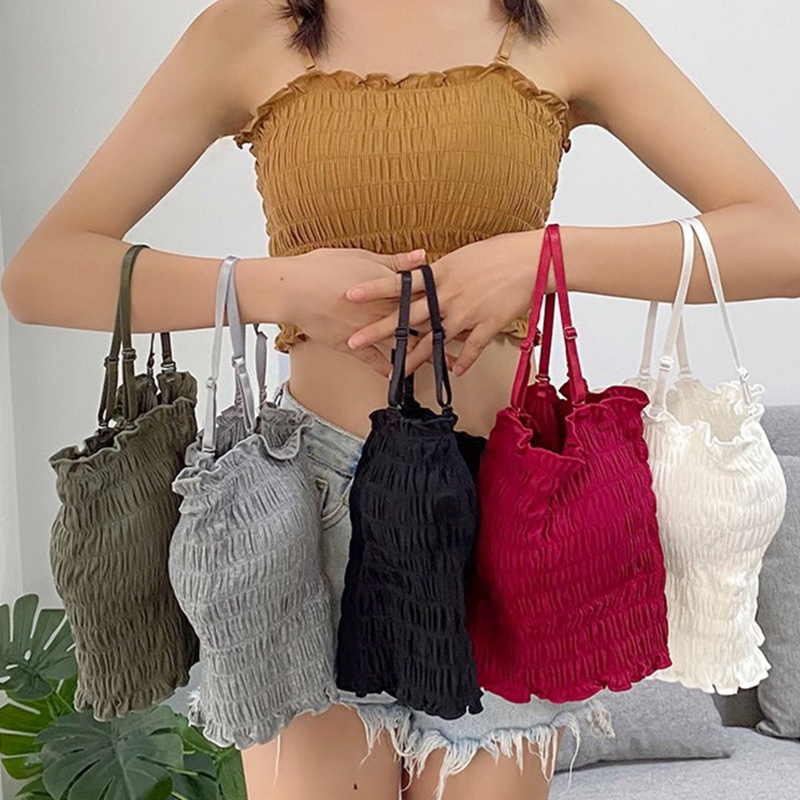 Áo Croptop Hai Dây Có Đệm Ngực Co Giãn Gợi Cảm Thời Trang Mùa Hè Cho Bạn Gái