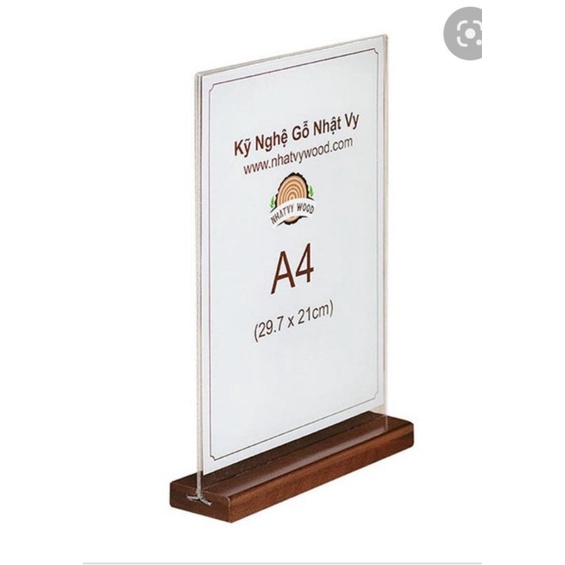 Mica để bàn kệ gỗ khổ a4