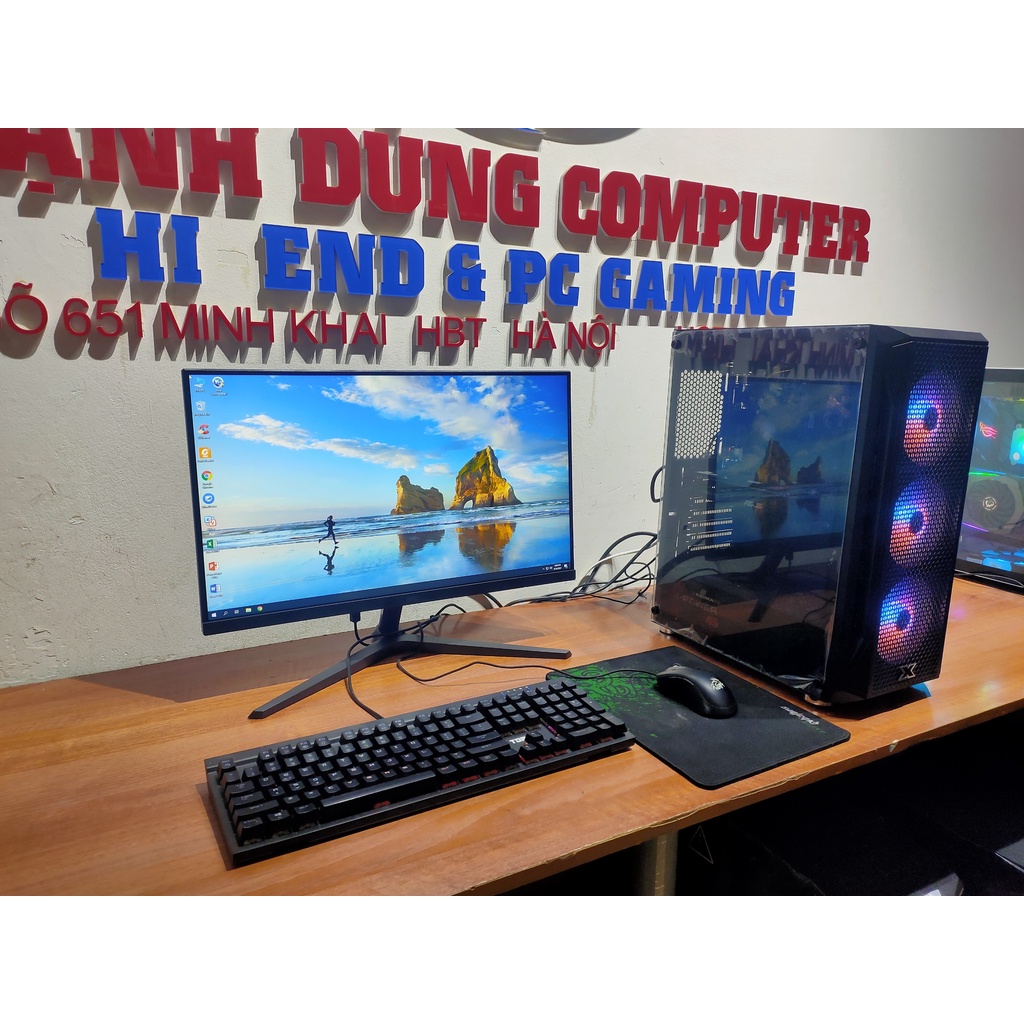 Bộ máy tính H510 I3 10100f vga 1050ti màn 24 inh 75hz ram 8gb nguồn 400 MỚI   chỉ 13.9t