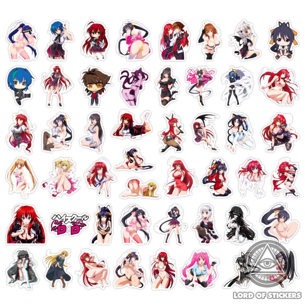 Set 100 Hình Dán High School DxD Sticker Sexy Anime Girl Chống Thấm Nước Trang Trí Mũ Bảo Hiểm, Ván Trượt, Laptop, Vali