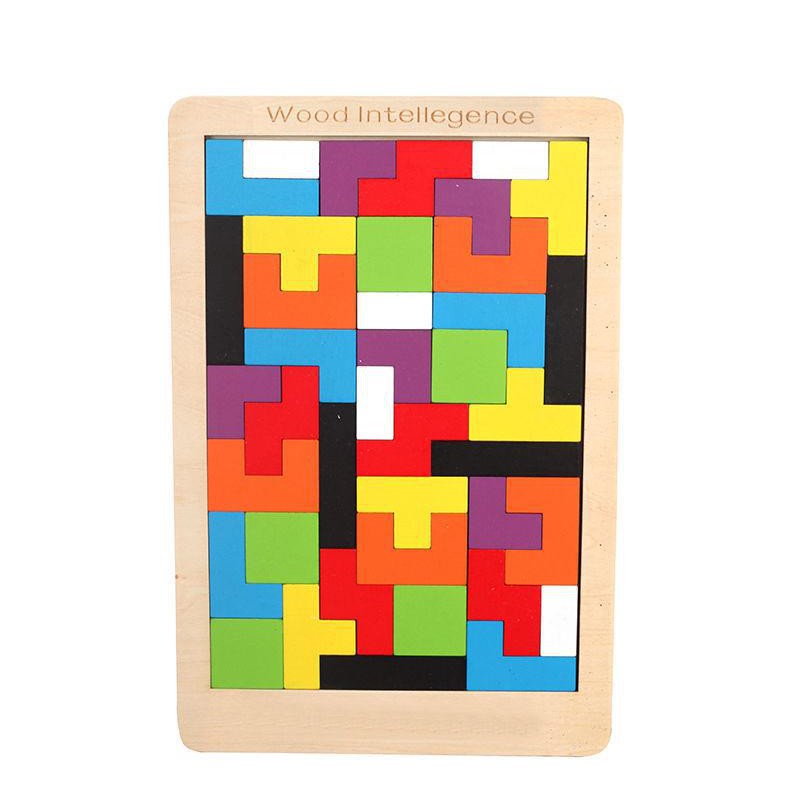 Đồ chơi gỗ thông minh Guty Kids Bảng ghép hình gỗ trí tuệ Tetris Montessori thông minh cho bé, chất liệu gỗ tự nhiên