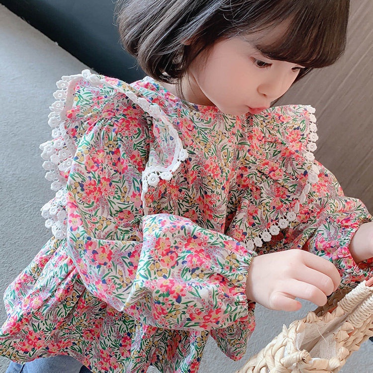 Áo sơ mi hoa nhí hồng cho bé gái  N01093