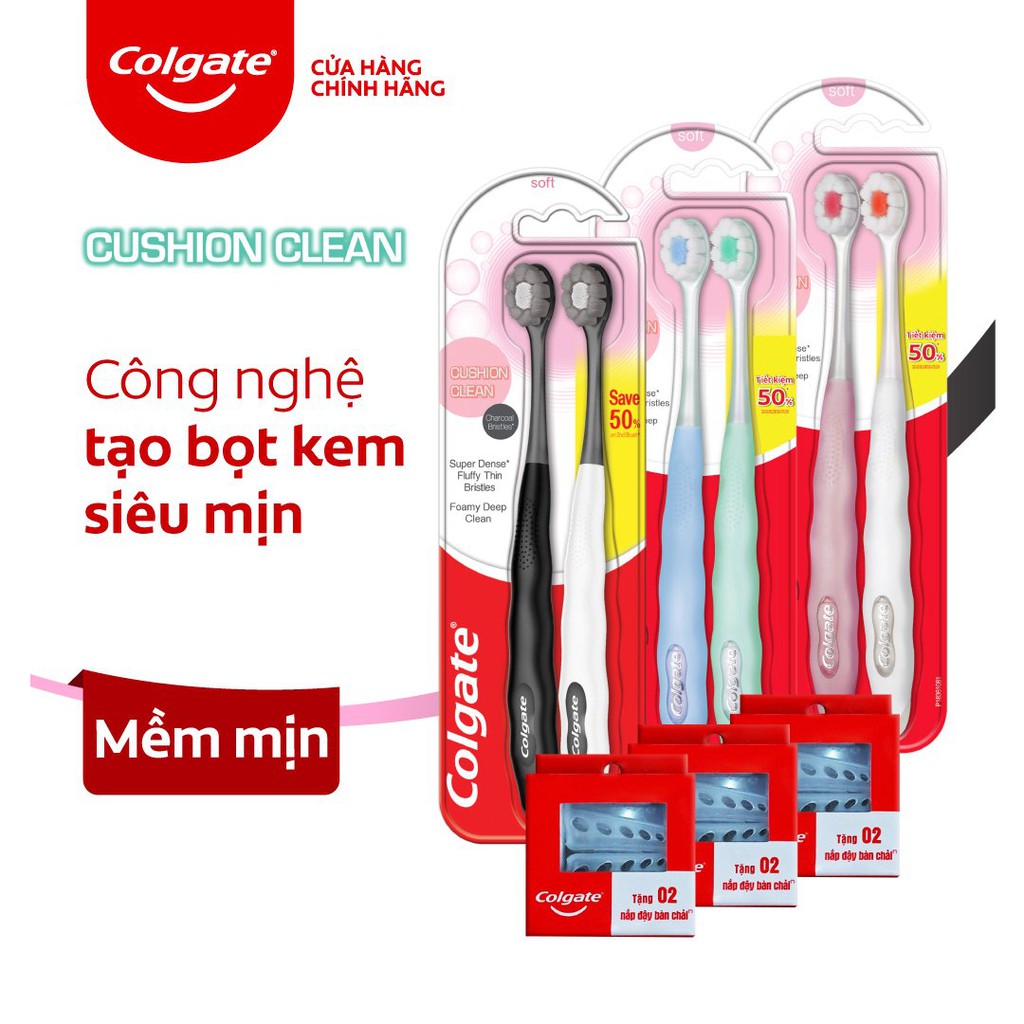 [Mã FMCGCO5 giảm 8% đơn 250K] Combo 6 bàn chải Colgate Cushion Clean công nghệ tạo bọt kem siêu mịn kèm nắp bảo vệ