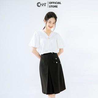 Chân váy súp li 2 nắp túi CCHAT