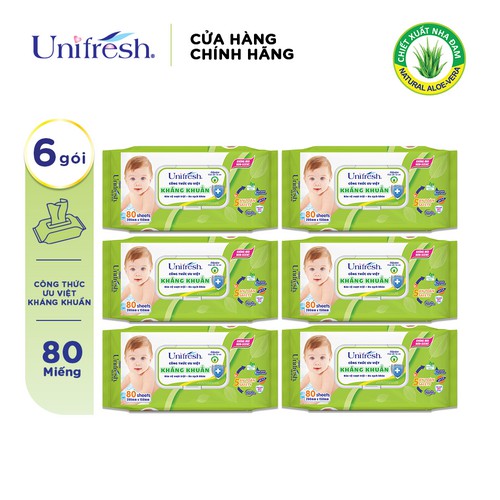 Combo 6 khăn ướt Unifresh baby Aloe Vera