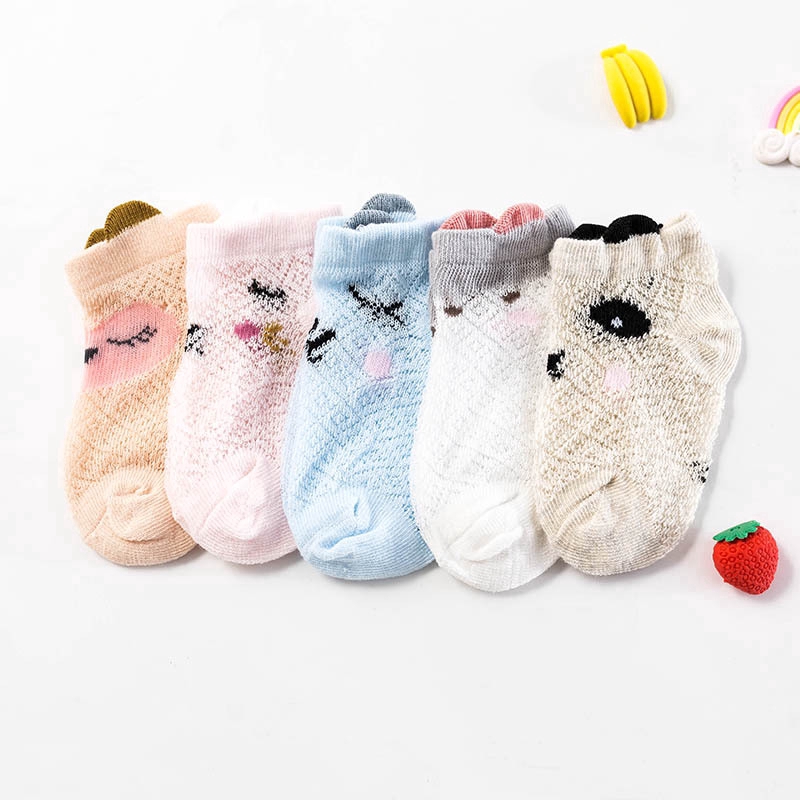 Set 5 đôi vớ MAMIMAMIHOME cotton thoáng khí hình gấu dễ thương cho trẻ em