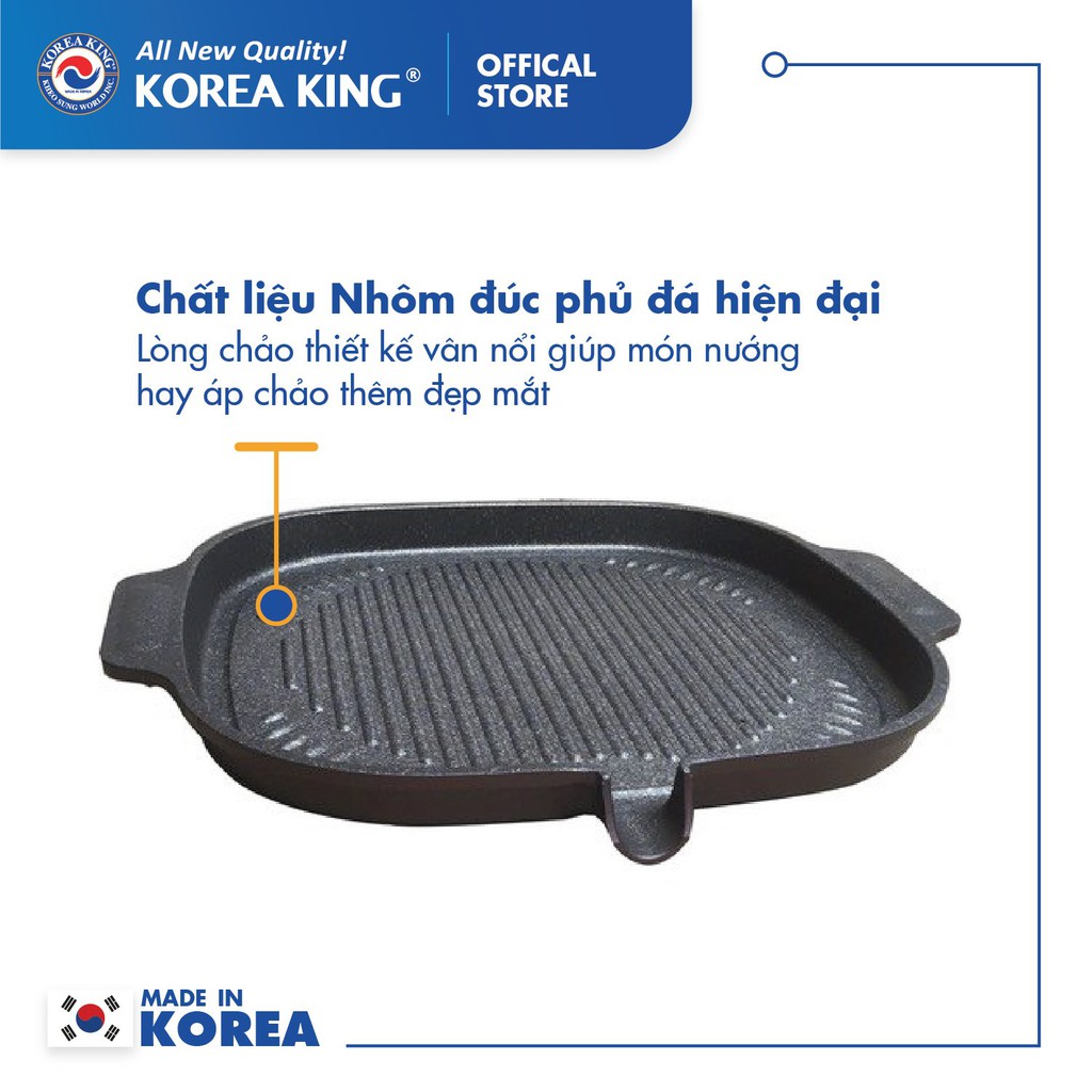 VĨ NƯỚNG KHÔNG DÍNH KOREA KING KGP-32MHI Nhập khẩu Hàn Quốc, chảo nướng bếp từ, vĩ nướng đá, vĩ nướng nhà hàng