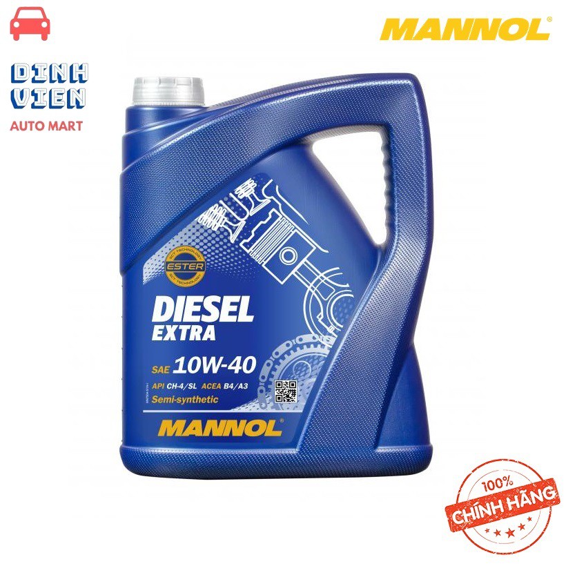 [Cao Cấp] Nhớt MANNOL 7504 Diesel Extra 10W-40 CH-4/SL | A3/B4 – 5Lít Hàng Đức Chính Hãng –DV AUTO MART