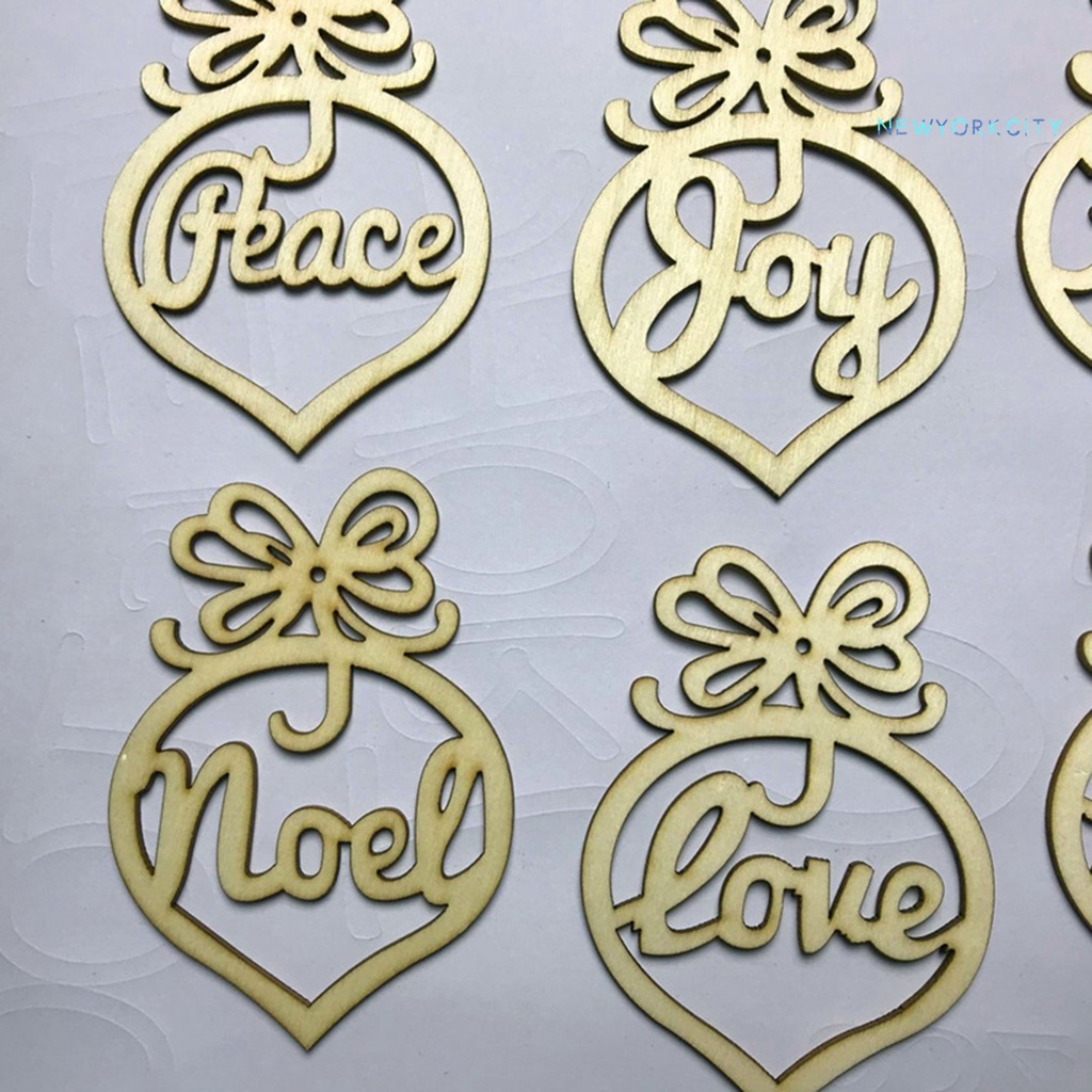 Set 6 Tấm Gỗ Khắc Chữ Treo Trang Trí Giáng Sinh