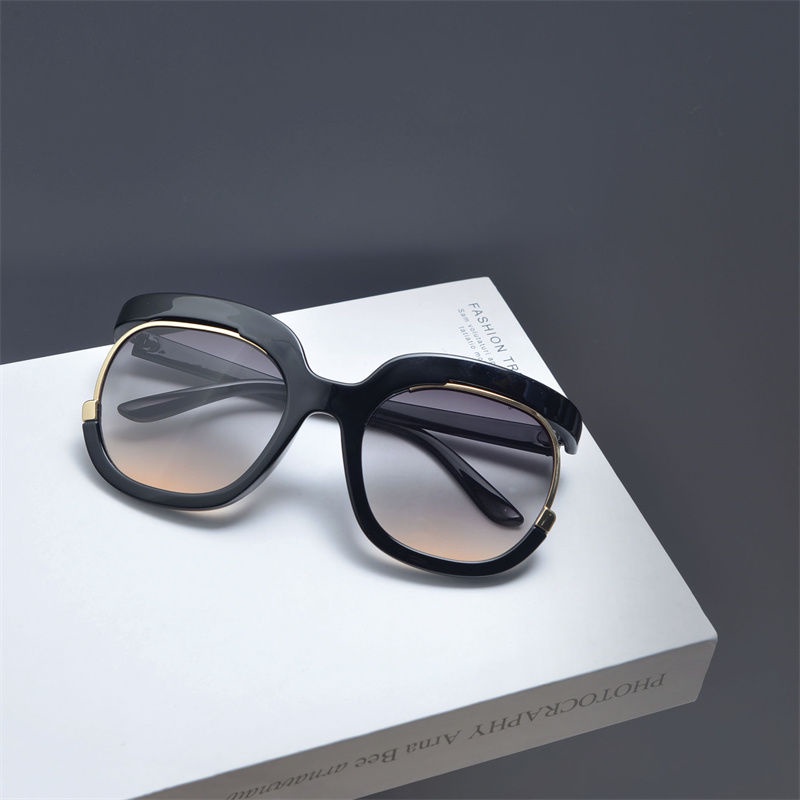 Kính Mát Gọng Tròn Màu Sắc Tương Phản Phong Cách retro Thời Trang Cho Nữ