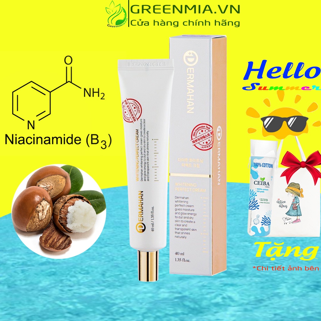 Kem Dưỡng Trắng Dermahan Whitening Perfect Cream 40ml Dưỡng Trắng Đều Màu Da Cải Thiện Thâm Nám [NHẬP KHẨU CHÍNH HÃNG]