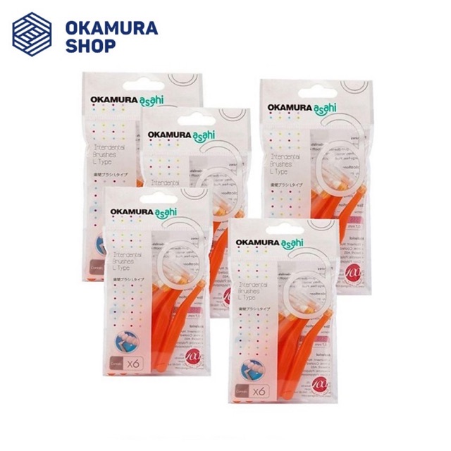 Combo 5 Gói bàn chải kẽ răng Okamura dạng L (6 cây/gói)