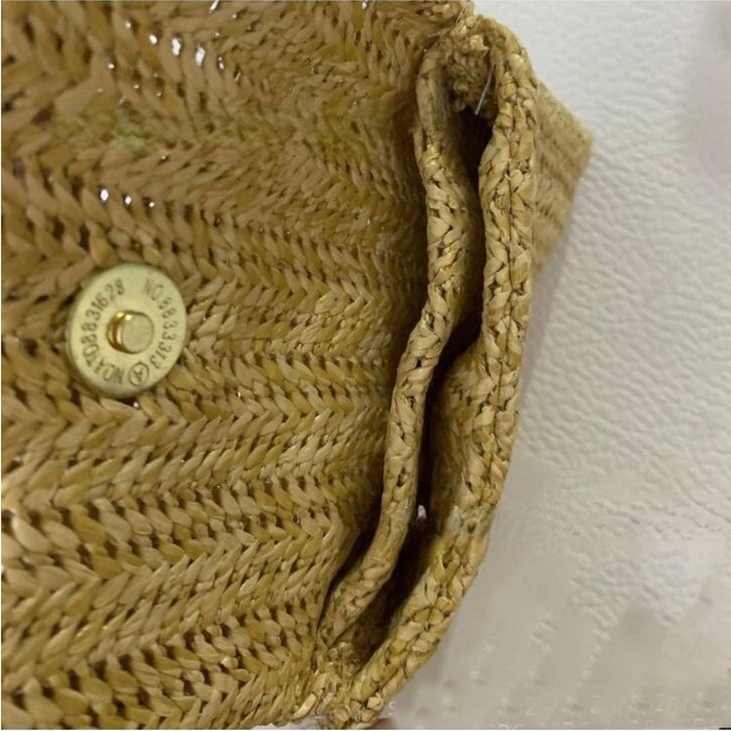 Ví cầm tay bằng cói có ngăn đựng thẻ/ chìa khóa phong cách Hàn Quốc cho nữ