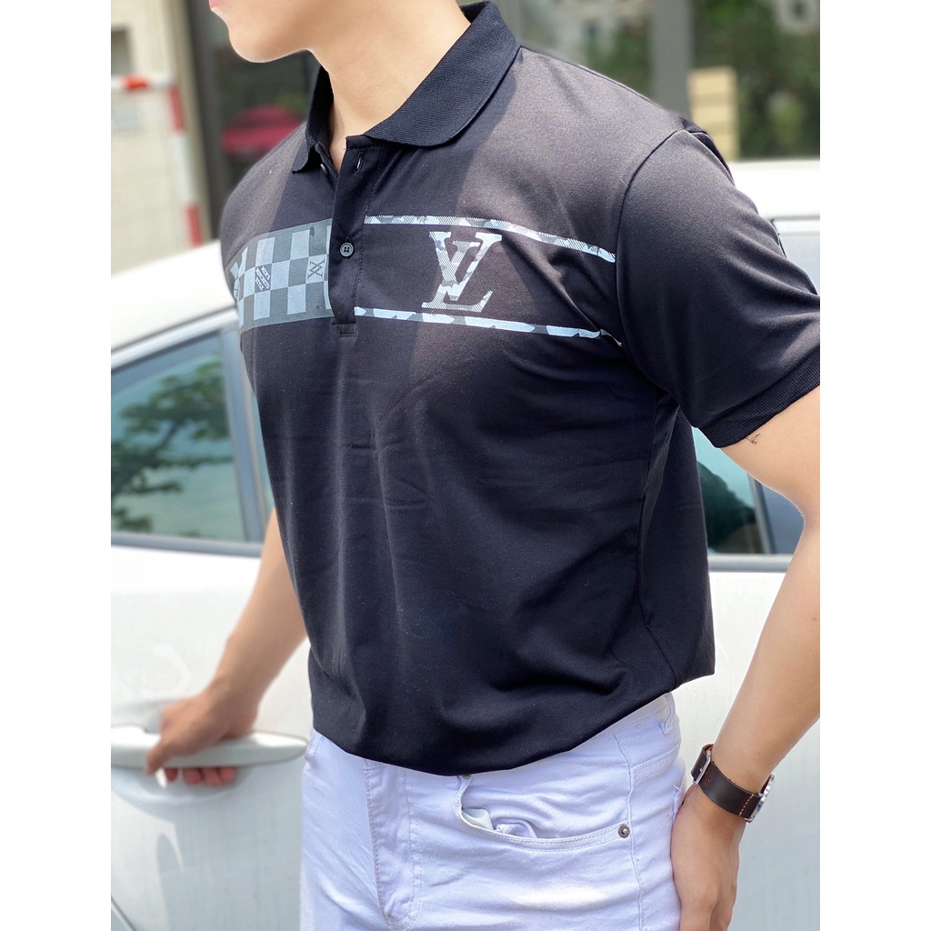 ÁO THUN POLO NAM LOGO NV PHỐI SỌC CARO