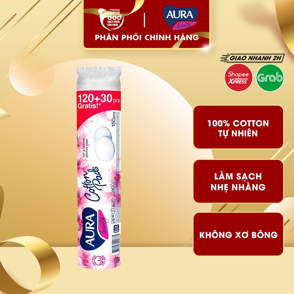 Bông Tẩy Trang Aura Beauty Cotton Pads 150 Miếng