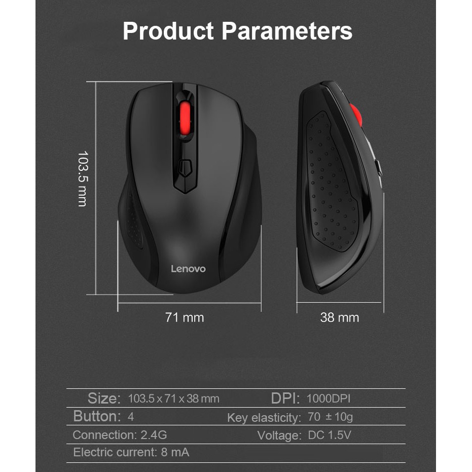 Chuột không dây Lenovo M21 1000DPI Cảm Ứng Âm Thanh