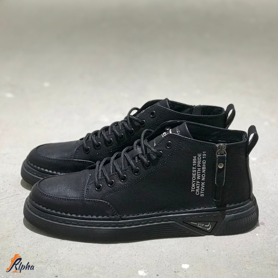 Giày nam cao cổ thể thao có khoá kéo tiện lợi chất liệu da cao cấp [Alpha Shoes - F837] | BigBuy360 - bigbuy360.vn