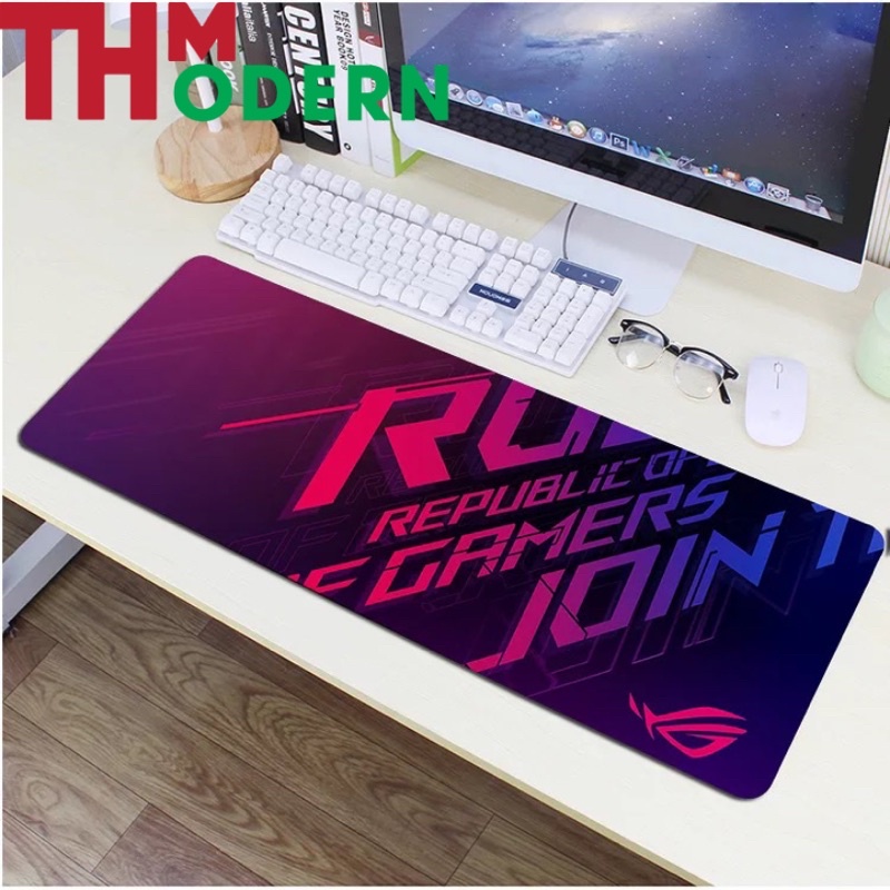 Pad chuột lớn, Lót chuột ASUS-ROG 80x30cm may bo viền, chuyên game chống trơn trượt - TH-MODERN