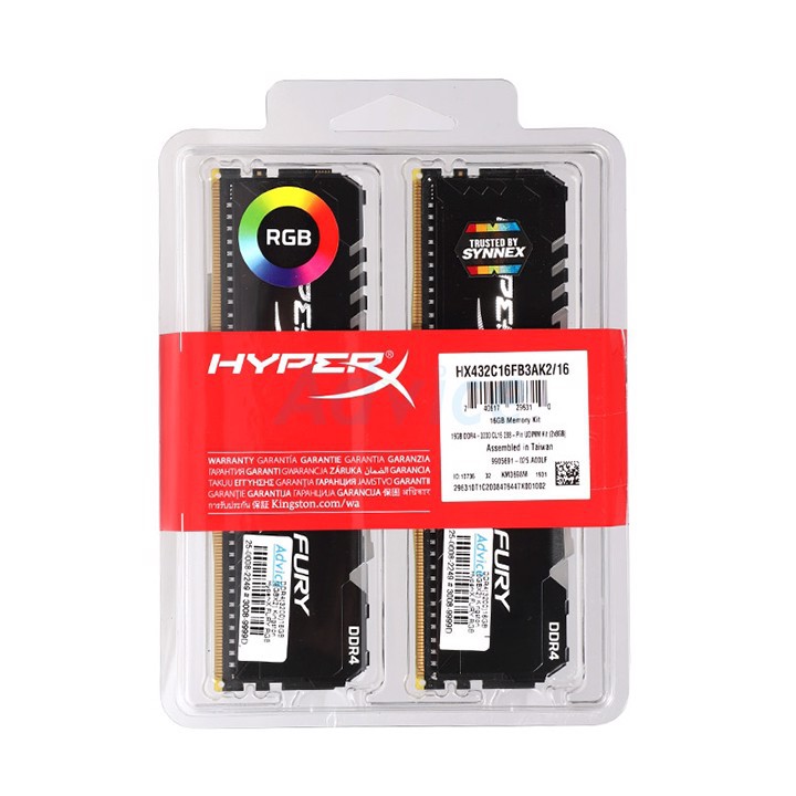 Ram PC Kingston HyperX Fury RGB 16GB 3200MHz DDR4 (Kit 2x8GB) - HX432C16FB3AK2/16 | BigBuy360 - bigbuy360.vn