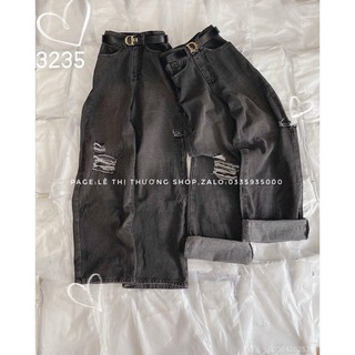 ☀️ quần baggy jeans ống suông rách mảng
