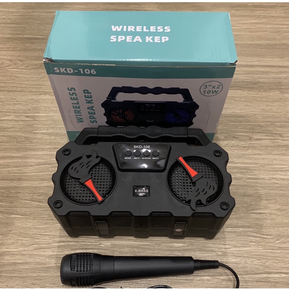 LOA BLUETOOTH SKD 106 TẶNG KÈM MIC âm thanh sóng động