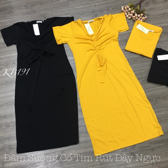 Đầm Suông Cổ Tim Rút Dây Ngực Sang Chảnh - VN18