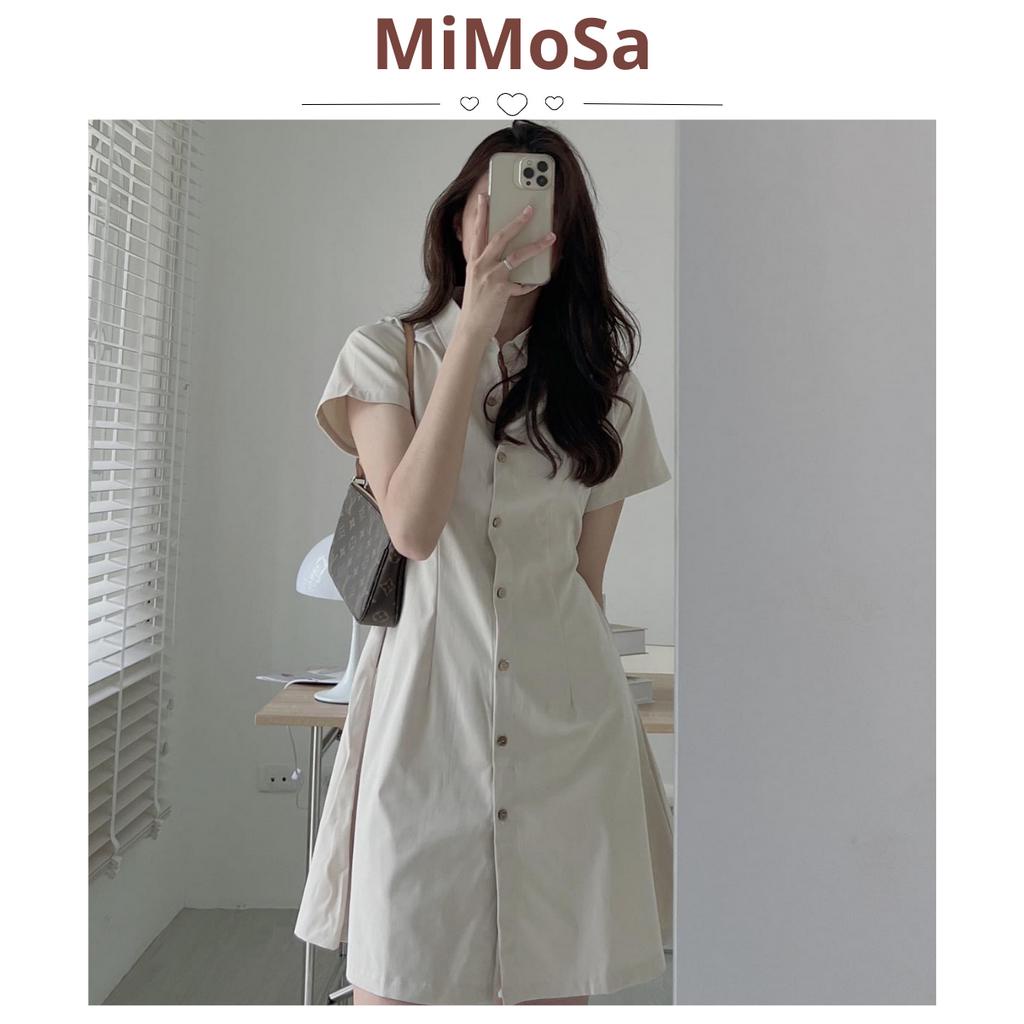 Đầm Váy Sơ Mi Thắt Eo Mimosa, Đầm Váy Ulzzang Nữ Sơ Mi Hàn Quốc Nữ 102
