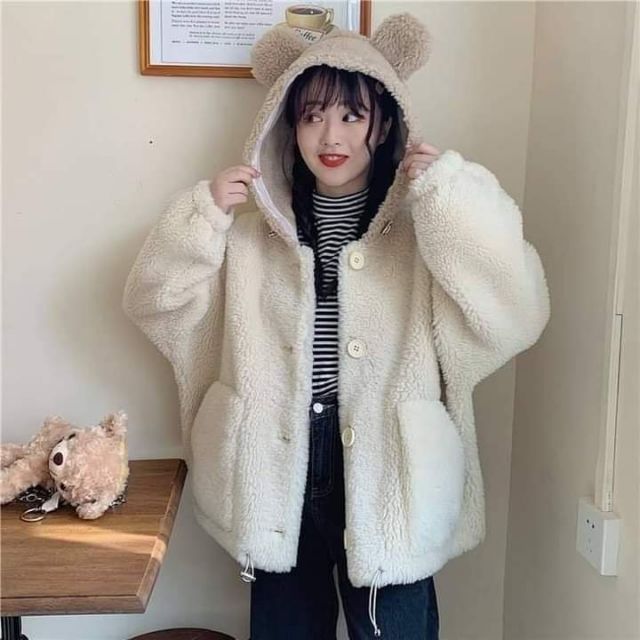 Áo khoác lông cừu nữ form rộng, HÀNG 2 LỚP_áo khoác lông đủ size S,M,L bao hàng loại 1,