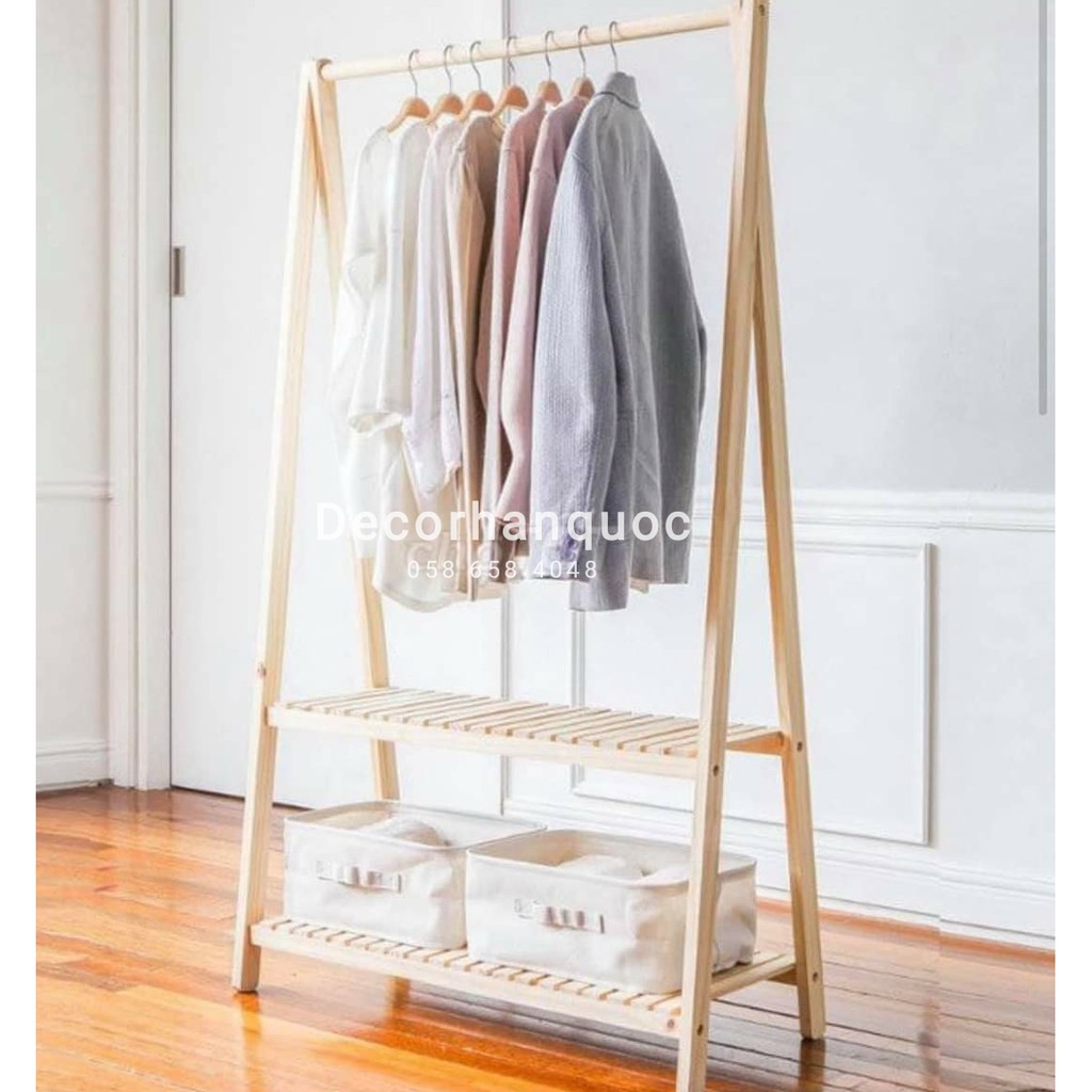 [HÀNG SẴN] Kệ treo quần áo decor homestay, khách sạn, phòng ngủ - Gỗ thông nhập khẩu | BigBuy360 - bigbuy360.vn