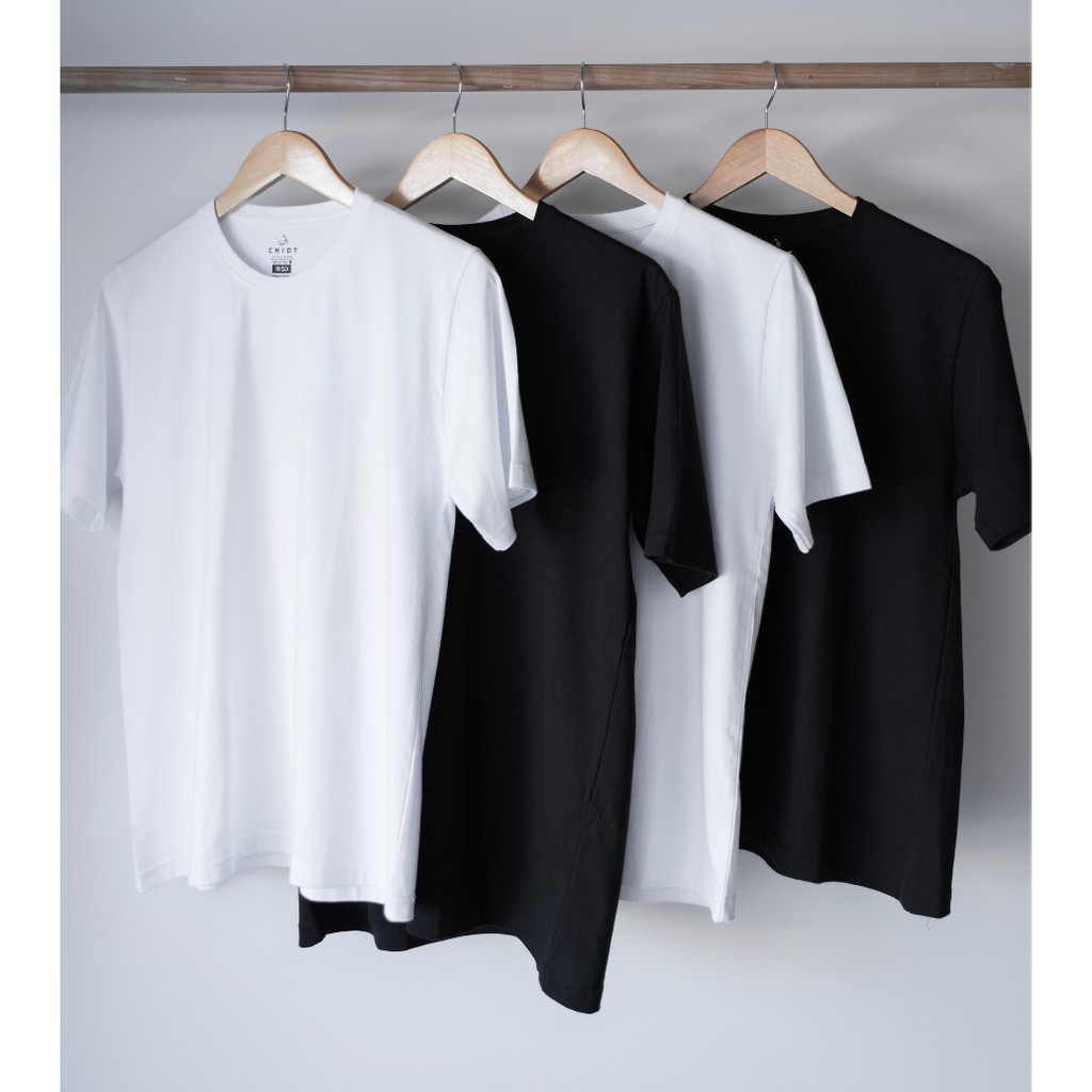 Áo thun trơn trắng đen 100% cotton