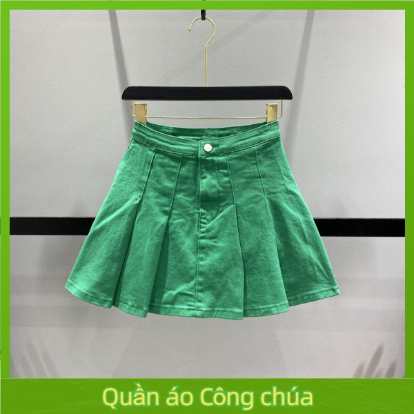 Chân Váy Denim Xanh Lá Dáng Chữ a Xếp Ly Lưng Cao Dễ Phối Đồ Thời Trang Mùa Hè Cho Nữ Z630