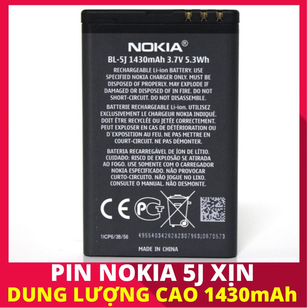 Pin BL-5J Cho LUMIA 520/LUMIA 525/ Nokia 5800 xpress/Nokia 5230/N900/X1-0