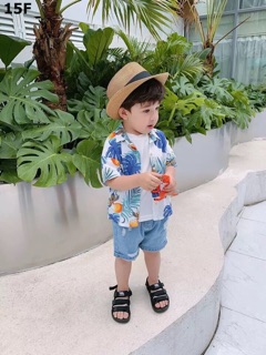 Áo sơ mi hoa lá cho bé trai