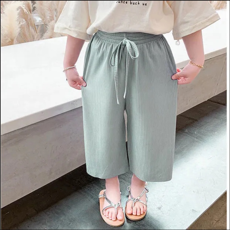 Quần Dài Ống Rộng Bằng Lụa Lạnh Phong Cách Mới Mùa Hè 2022 Dành Cho Bé Gái