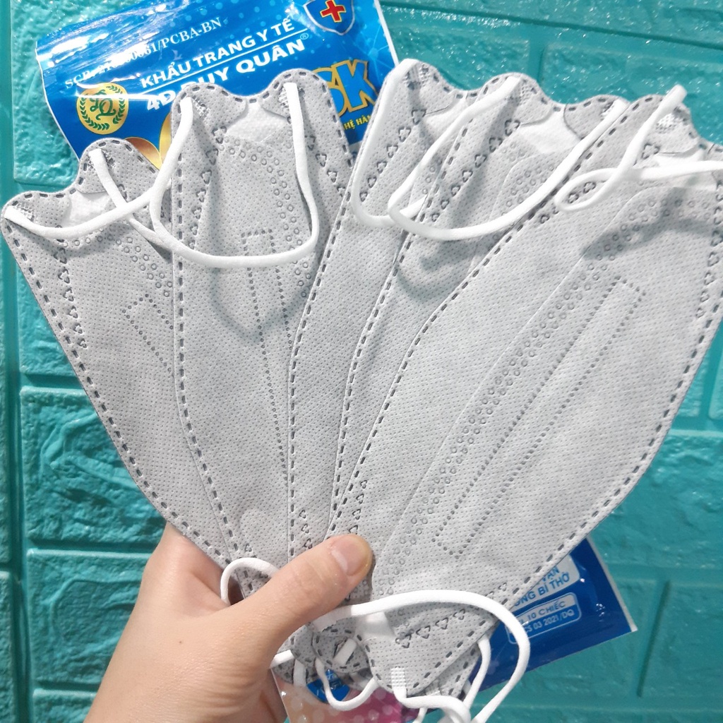 Khẩu Trang 4D DQ Mask KF94 Y Tế Duy Quân Xuân Lai Chất Dày Dặn Quai Bền Dáng Đẹp Ôm Sát Mặt Gói 5C