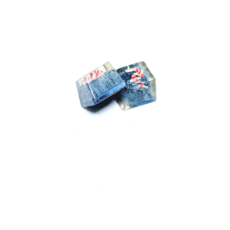 Keycap resin cá koi (song koi) tone đen xám trang trí bàn phím cơ gaming